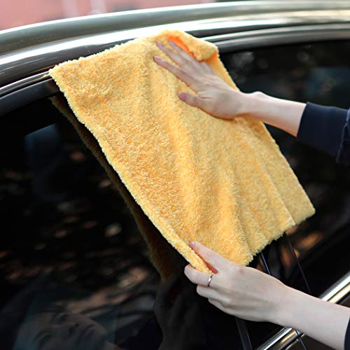CARCAREZ Microfiber Towels for Cars, Car Drying Wash Detailing Towel with Plush Edgeless Microfiber Cloth (Yellow) - color: Yellow