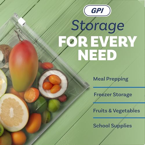 100 Count - Slider Zip Food Storage Bags, 10" x 7" 3 Mil Heavy Duty, Strong & Durable For Freezer Storage. GPI - size: 10" X 7"
