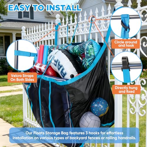 AURASUN 61" L x 25" W Poolside Hanging Pouch for Fence & Deck (Side Pocket) - size: L - 61" L x 25" W
