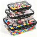 3 Pack Deep Clear Hard Shell Zipper Cases with Handle (Black) | Travel Toiletry Bag, Waterproof 1.2mm PET Hard Plastic Pouches, Organizer Box for Makeup, Toy, Snack, Stationery, Diaper - color: Black Handle(L+M+S)