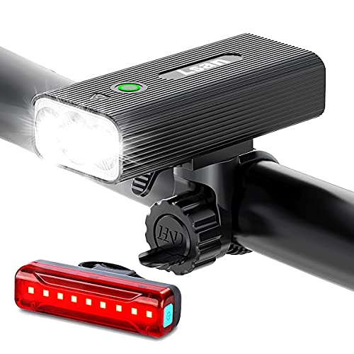 1200 Lumens Bike Lights for Night Riding,Super Bright Bike Lights Front and Back,USB Rechargeable Bicycle Light,3 LED Bike Headlight with Power Bank Function,IPX5 Waterproof,3+5 Light Modes