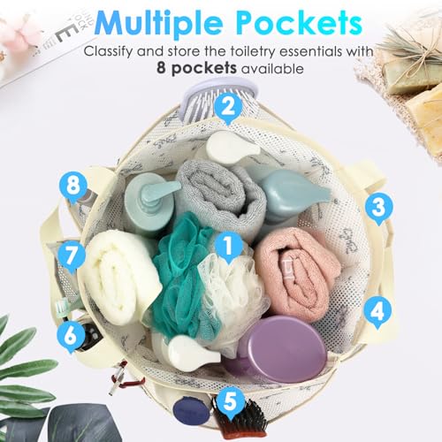 Fammart Mesh Shower Caddy Portable for College Dorm Room Essentials, Odorless Polyester Large Shower Tote Bag with Dual Handles, 8-Pocket Quick-Dry Toiletry Organizer for Travel, Beach, Camping, Gym - color: Multiple Pockets, 1 Pack - Black Butterfly