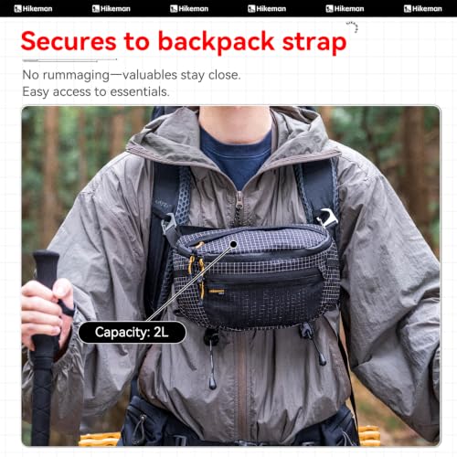 HIKEMAN Strap Pack Pouches for Backpack, Lightweight Phone Pocket, Large Capacity and Waterproof Fanny Pack Multi-functional Outdoor Bag for Hiking, Running, Travel, Cycling (Black) - color: Black