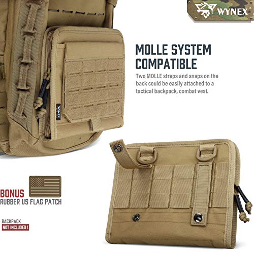 WYNEX Tactical Molle Admin Pouch, Laser-Cut, EDC Organizer Tool Pouch | Utility Organizer EDC Medical Bag, EDC Pocket Modular Pouch, Tactical Accessories EDC Pouch, Include U.S Patch - color: Khaki