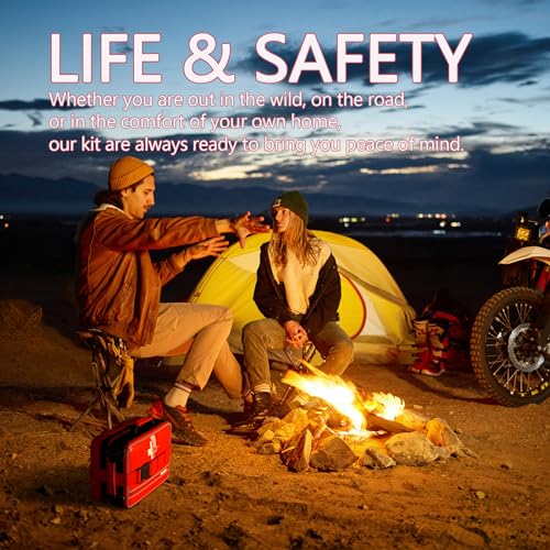 Advanced First Aid Kit, Comprehensive Trauma First Aid Kits with Labelled Compartments for Cars, Home, Office, Backpacking, Camping, Traveling, and Cycling -Upgrade 324 Piece - size: Max Kit