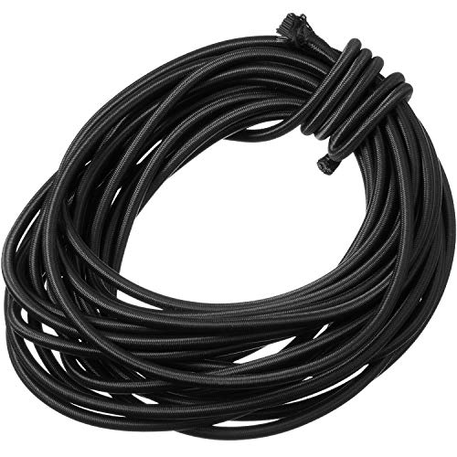 WILLBOND 1/8 Inch x 25 Feet and 1/4 Inch x 25 Feet Bungee Shock Cord, Elastic Nylon Cords Marine Kayak Heavy Stretch String Rope and Tie Down Trailer Strap (Black)