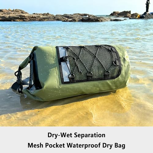 SHENDU 20L Waterproof Dry Bag - Roll-Top Backpack w/Waterproof Phone Case for Kayaking, Hiking, Camping, Boating, Beach Unisex（green） - color: Green