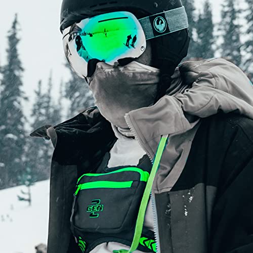 Ski & Snowboard Chest Pack – Lightweight Gunmetal Chest Bag for Skiing & Snowboarding with 3 Secure Pockets, No-Bounce Straps, and Back Panel Pocket - color: GUNMETAL