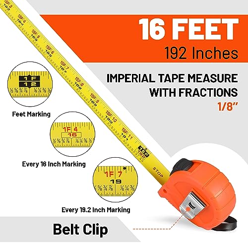 ValueMax Tape Measure 16FT, 3 Pack Retractable Easy Read Measuring Tape - style: 16FT 3PACK