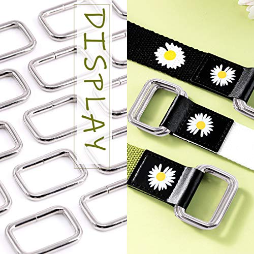 Swpeet 60Pcs 1 Inch / 25mm Heavy Duty Metal Ring Buckle Webbing Belts - color: Sliver, style: Metal Rectangle Ring