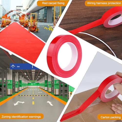 Red Duct Tape 1 Inch x 33 Yards, Heavy Duty Waterproof Repair Tape, Straight Hand-Tear Cloth Tape for DIY Craft, Camping Gear, Home Maintenance & Packing - color: 33Y-Red