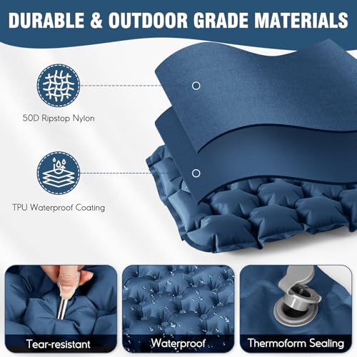 Inflatable Seat Cushion Portable Lightweight Stadium Seat Pad - color: Blue
