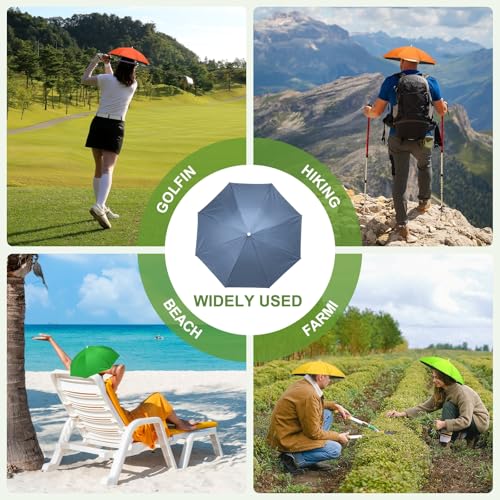 Umbrella Hat, Fishing Hat Hands Free Waterproof Adjustable Sun | Rain Cap Elastic Band Fit Camping - color: Mist Blue