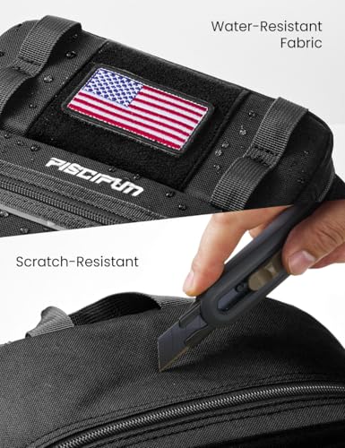 Piscifun Fishing Backpack Tackle Bag with 2 Rod Holders, Multi-Compartment Storage, MOLLE System, Water-Resistant Lightweight Outdoor Pack,Double Shoulder Black Standard | Water-Resistant Lightweight Outdoor Pack, fits 3×3600 boxes, reinforced stitching,