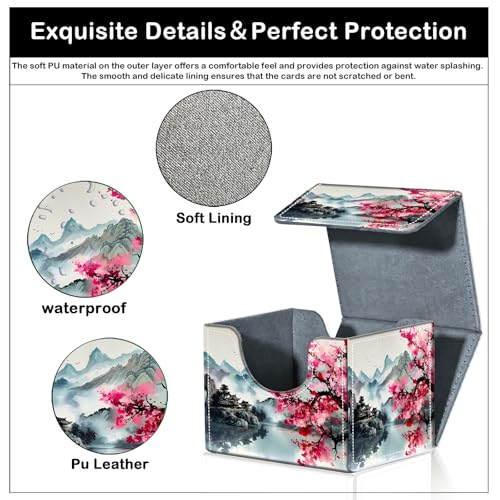 Premium Commander Deck Box,Magnetic Trading Card Storage Case for MTG TCG - Fits 100+ Single-Sleeved Cards,Pink Trees Mountains - color: Pink Trees Mountains