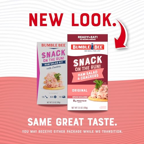 Bumble Bee Snack On The Run! Protein Snack Pack - Ham Salad with Crackers - 8g Protein per Box - Ready to Eat Easy-Open Can (Pack of 6) - size: 3.5 Ounce (Pack of 6)