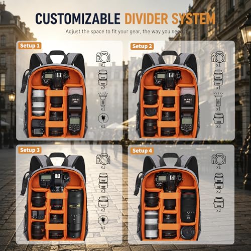 Camera Backpack for Photographers, Professional DSLR Camera Bag - color: Grey, size: Standard