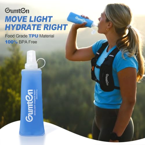 2 Pack Soft Flask 250ml TPU Collapsible BPA-Free Soft Water Bottle for Hydration Pack Running Vest Marathon Hiking Cycling (Green) - color: 2pcs, 250ml Green