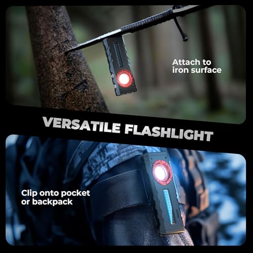 lexall E6 Rechargeable EDC Pocket Flashlight, 2000 Lumens, Magnetic Clip - color: Ruby Red