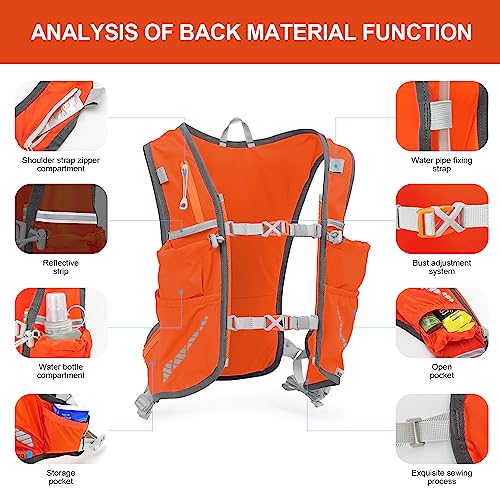 INOXTO Running Hydration Vest Backpack,Lightweight Insulated Pack with 1.5L Water Bladder Bag Daypack for Hiking Trail Running Cycling Race Marathon for Women Men - color: orange