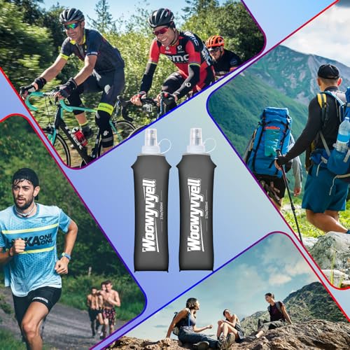 Running Vest Soft Flask, 2PCS BPA-Free 500ml Collapsible Water Bottle for Hydration Backpack, Collapsible Water Bottles for Marathon Hiking Cycling Climbing - color: Deep Grey