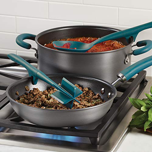 Rachael Ray Tools and Gadgets Lazy Crush & Chop, Flexi Turner, and Scraping Spoon Set / Cooking Utensils - 3 Piece, Teal Blue - color: Teal