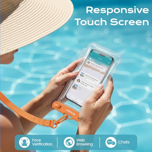 Rynapac Waterproof Phone Pouch 2 Pack, Waterproof Phone Case, [Up to 8.5''] | Face Unlock, Touchscreen, Durable IPX8 Dry Bag for iPhone 17 16 15 Pro Max, Includes Lanyard, Beach & Cruise Essentials 2026 - color: [Pink + Mint] Waterproof Phone Pouch