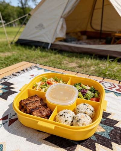 Salad Dinner Container - 58 oz Bowl with 4 Compartment Tray and 1 Removable,Sauce Box,Reusable Knife and Fork, Multi-scenario Usage Leak-Proof Food Storage, Outdoor Picnic Helper, Women,Men Gift