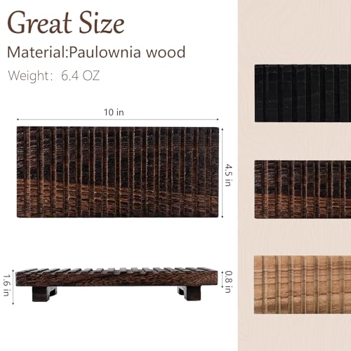 Bathroom Tray Rustic Farmhouse Decor Wood Stand, 10" * 4.5" Dark Brown | Waterproof, Lightweight, Easy Clean, Wood Riser Kitchen soap holder Accessories for Office Desk, Vanity, Counter, Sink - color: Drak Brown, size: 10" x 4.5" x 1.6"