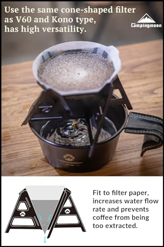 CAMPINGMOON Collapsible Coffee Dripper Pour Over Camping Outdoor 304 Stainless Steel COF-01 (Black) - color: Black