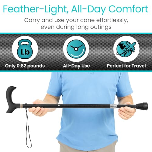 Vive Adjustable Carbon Fiber Walking Cane for Elderly Men & Women - style: Offset Cane