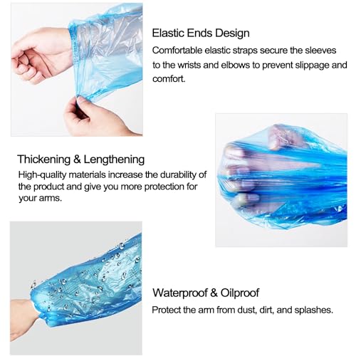 Disposable Oversleeves Covers, 200PCS Plastic Arm Sleeves Covers for Painting Repairing Cleaning Tattooing - White - color: White