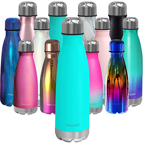 CHILLOUT LIFE 25oz Insulated Stainless Steel Water Bottle, Leak Proof - color: Aqua Blue
