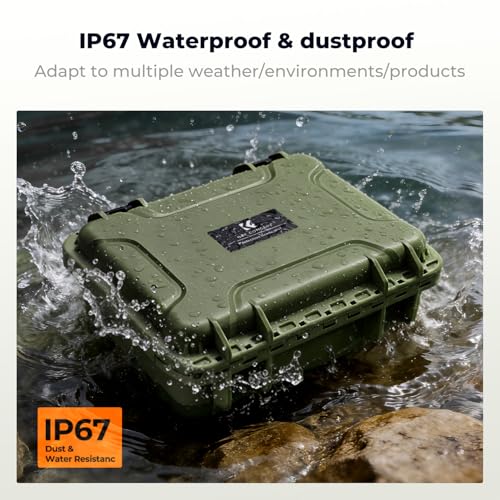 K&F CONCEPT Waterproof Hard Case, IP67 Protective Case with Pre-Scored Foam - color: Green