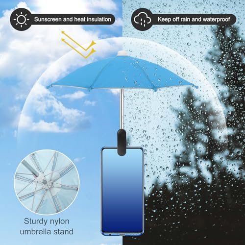 Phone Umbrella - Adjustable Cell Phone Umbrella Sun Shade with Stable Clip Universal Mini Cellphone Shade Cover for Beach/Pool/Outdoor, Light Blue - color: Light Blue