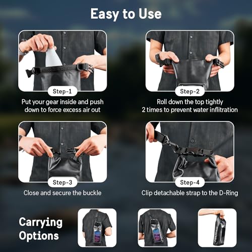 Pelican Marine IP68 Waterproof Dry Bag 2L with Phone Pouch/Case - Black - color: Stealth Black - 2L, size: 2L