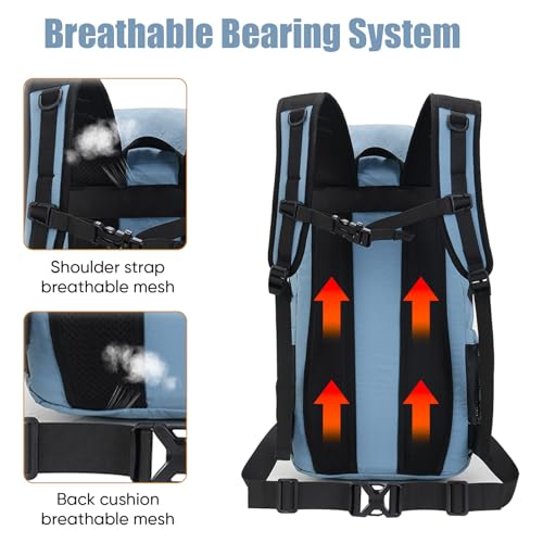 Bseash 30L Lightweight Hiking Backpack, Outdoor Sport Waterproof Travel Bag Daypack for Cycling Climbing Skiing (Light Blue) - color: Light Blue