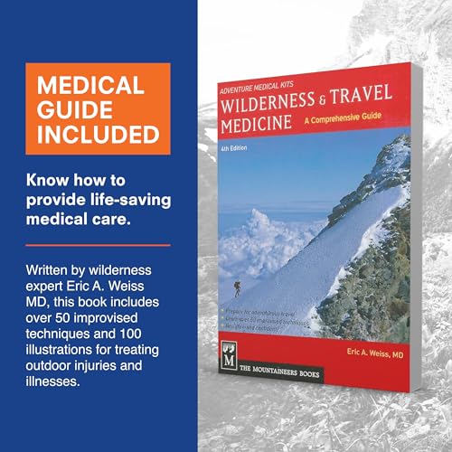 Adventure Medical Kits Mountain Series Medical Kit - Explorer - Emergency Medical First Aid Kit - For 4 People for 7 Days - Comes with a Trauma Pad, Medicine, Guide Book & More