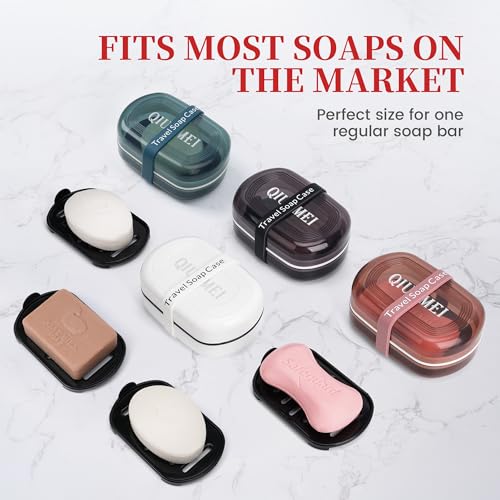 Leakproof Travel Soap Case with Lid | Draining Soap Bar Holder & Dish with Silicone Strap | Includes Mesh Soap Bag | for Shower, Bathroom, Camping, Gym (Red) - color: Red Style a