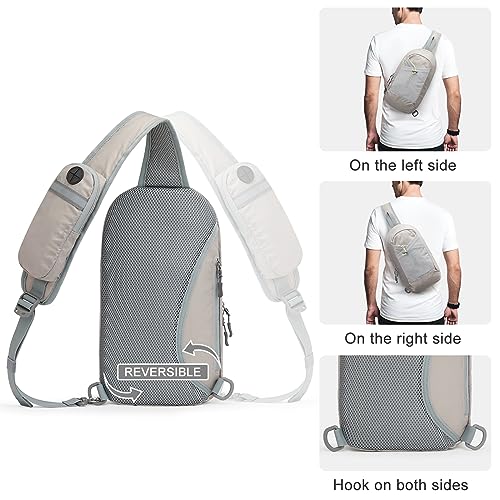 G4Free Sling Bag RFID Blocking Lightweight Crossbody Backpack Chest Shoulder Bag for Travel Sports Running - color: Grey