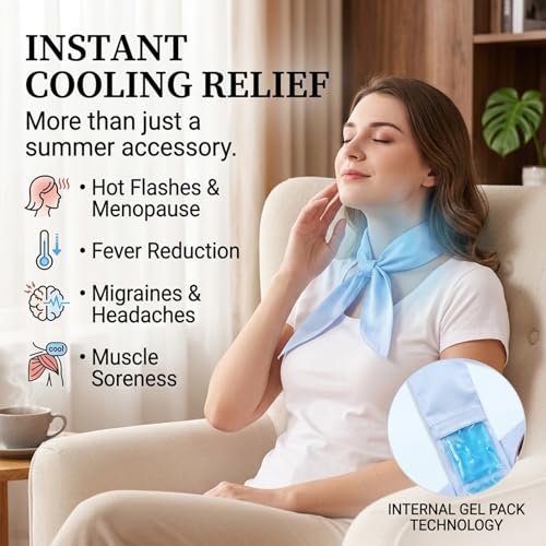Cooling Towel with Soft Gel Ice Pack Inserts |Gel Ice Packs Reusable - Multi Purpose Compression Wrap - Neck, Legs, Arms, Shoulders - Ideal for Post Surgery, Migraines, Hiking and Injuries (Blue) - color: Blue