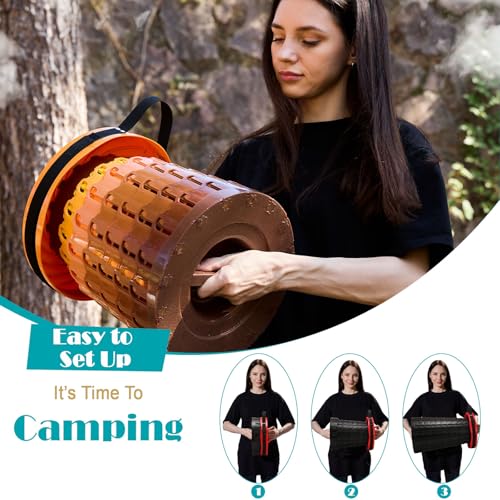 Collapsible Stool with Cushion,1000 lbs Capacity,19.7-in Adjustable Height | Wider & Taller Heavy Duty Portable Telescoping Folding Seat Chair for Adults Camping,Fishing,Travel,Queue Wait,Stadium View - color: Red