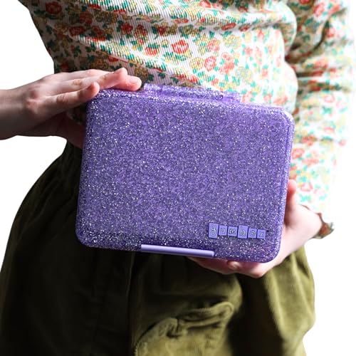 Yumbox Snack Box, 3 Compartments, Leakproof, Princess Purple | Glitter | Removable Compartment Tray | Easy-Open Single Latch | Lightweight & Compact | Perfect for Snacks & Sides - color: Princess Purple Glitter