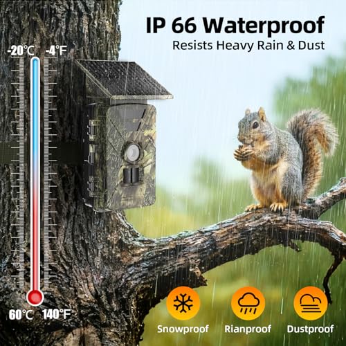 BoxLegend Solar Trail Camera WiFi 4K 60MP with 64GB Memory Card Game Cameras with Night Vision Motion Activated Waterproof Trigger Speed Trail Cam Wide Angle Wildlife Camera for Backyard and Outdoor | Night Vision, Motion Activated, Waterproof, Trigger Sp