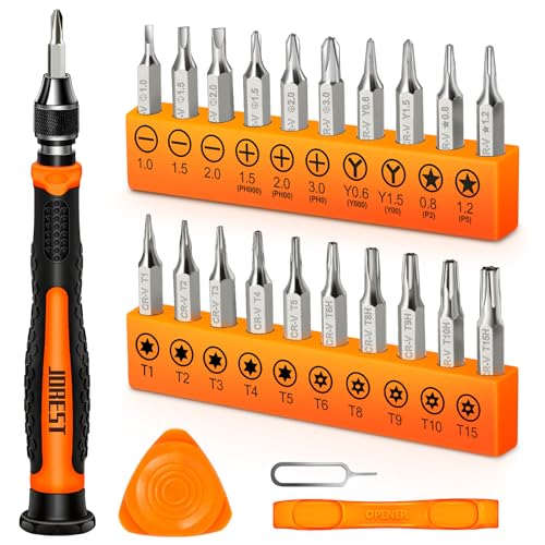 JOREST 24Pcs Small Precision Screwdriver Set with Torx T5 T6 T8 T9, Y00, P5 | Mini Repair Tool Kit for Macbook, Computer, Laptop, iPhone, PS4 PS5, Xbox, Switch, Eyeglasses, Watch, RC, Ring Doorbell - style: 24 in 1