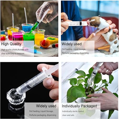 50 Pack 3ml Syringe for Liquid Without Needle,Syringe with Cap,Individually Wrapped,Measurement for Scientific Labs,Measuring Liquids,Pet Feeding,Oil or Glue Applicator (A 50 Pack 3ml) Straight Mouth - size: A 50 Pack 3ml