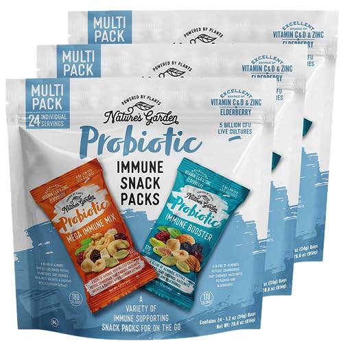 Nature's Garden Probiotic Immune Snack 28.8oz (24x1.2oz)Pack of 3 Trail Mix - size: 1.2 Ounce (Pack of 72)