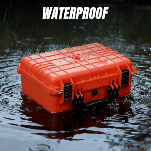Jack Boss Waterproof Hard Camera Case with Pre-cut Foam,Orange - color: ORANGE, size: 16x12.8x6.8 in