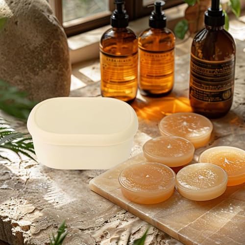 Silicone Travel Soap Case, Small Travel Soap Container, Shampoo Bar Case | with Draining Layer, Portable Bar Soap Holder (Small Off White) - color: Small Off White