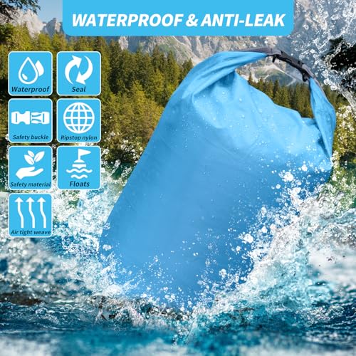 Dry Bag Set, Waterproof Small Lightweight Dry Bags for Paddle Board Kayaking, Fishing, Camping(Blue, 20L 2Pack) - color: Blue, size: 20L 2Pack